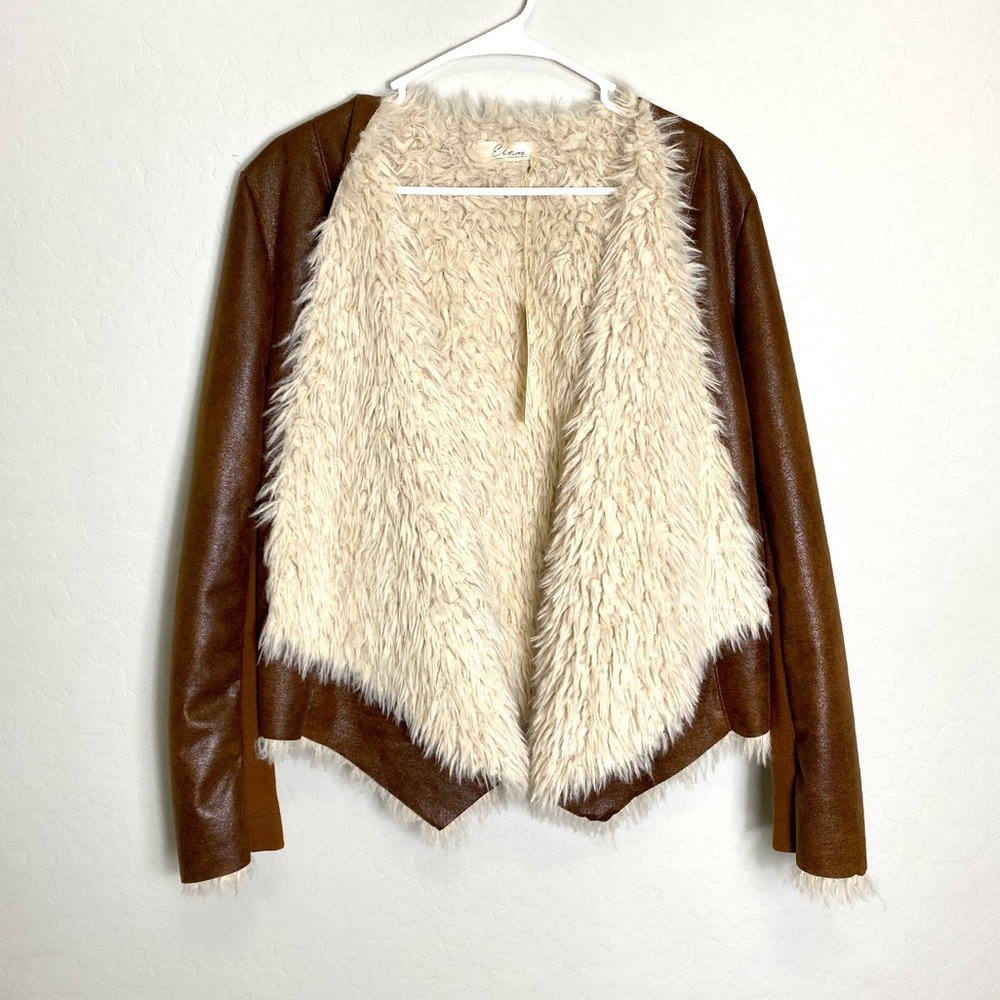 NWT Elan Size Large Faux Leather Shearling Jacket